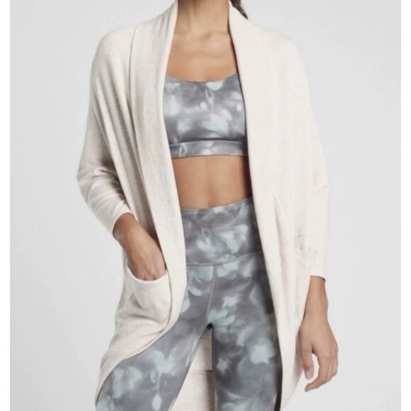 Athleta Ethereal Cocoon Wrap Size 3X/4X Heather Gray Open Front Casual Yoga - Picture 1 of 10